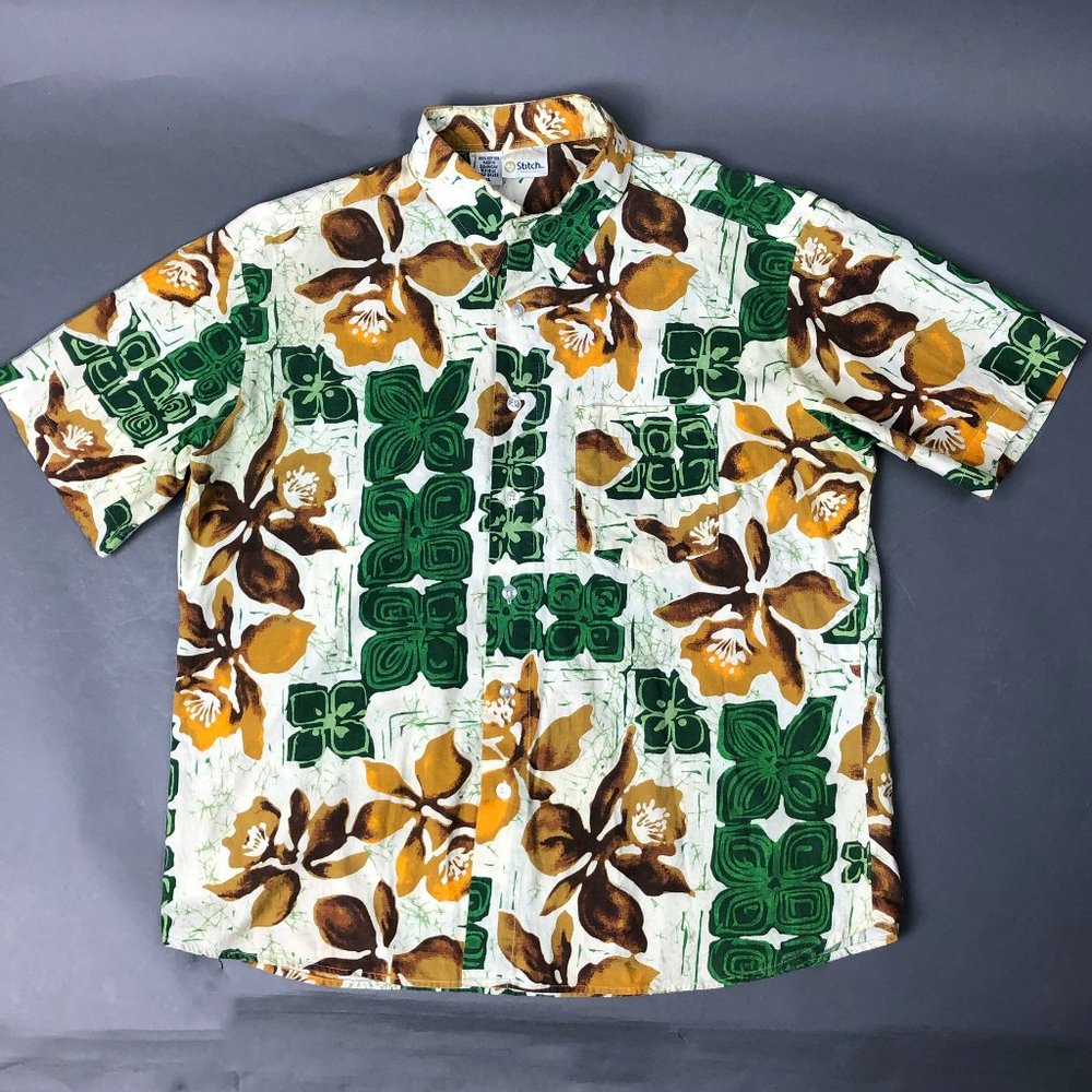 Vintage Stitch XL Hawaiian Aloha Camp Shirt USA
